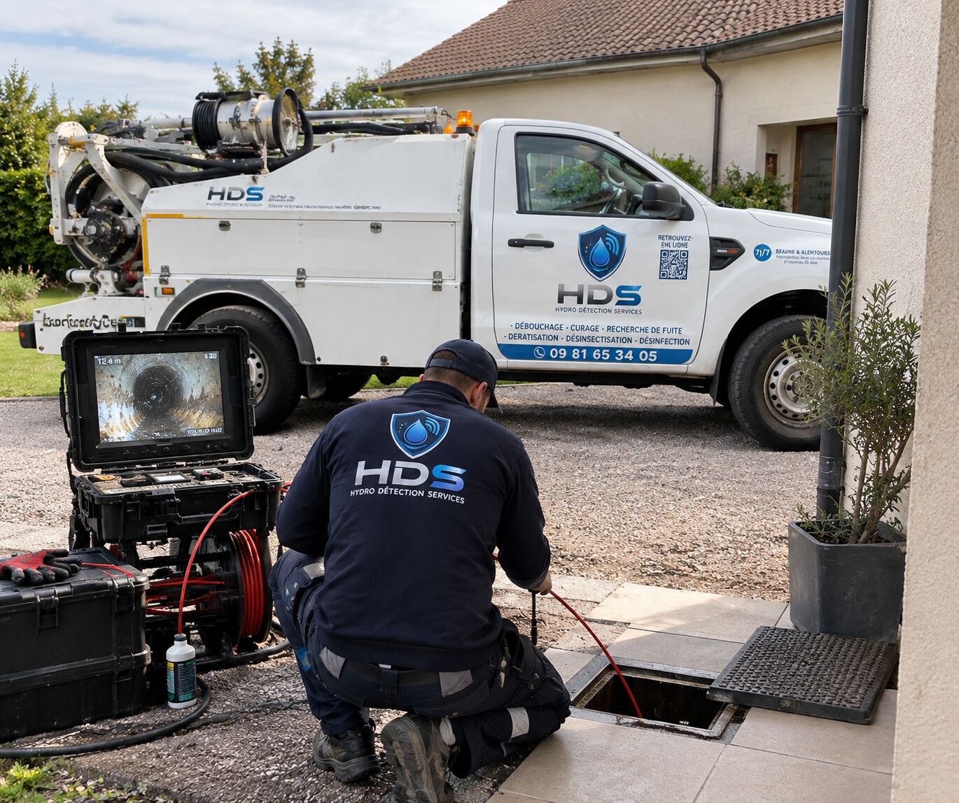 Intervention de débouchage d’une canalisation avec équipement Hydro Détection Services