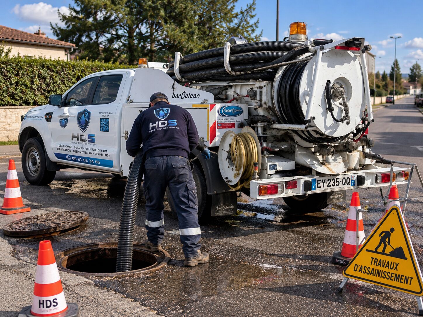 Camion et équipement d’hydrocurage Hydro Détection Services